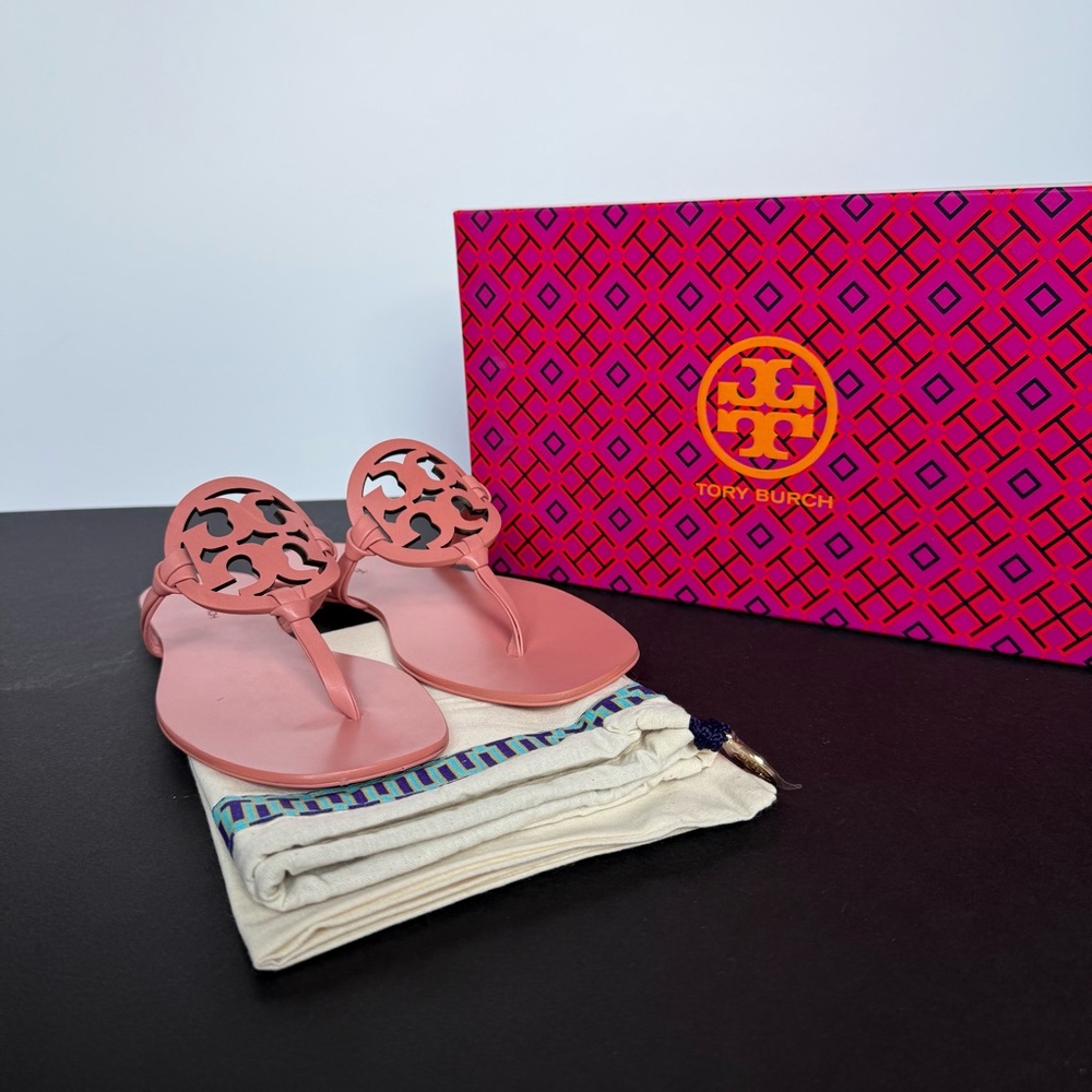New with box Tory Burch Miller Square Toe Coral Sandals - size 6